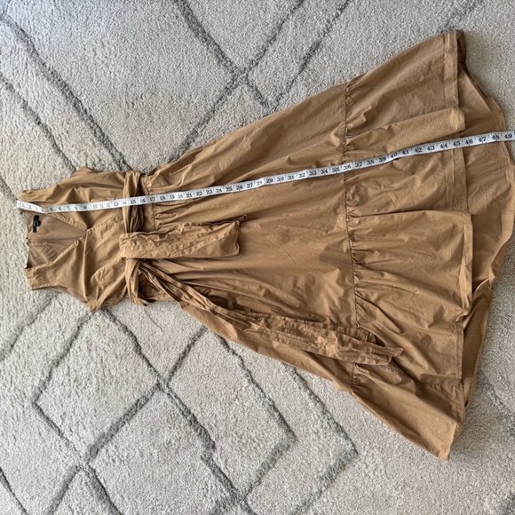 J.Crew midi dress brown camel Faux Wrap Cotton Poplin Dress belted Size 0 - Picture 6 of 12